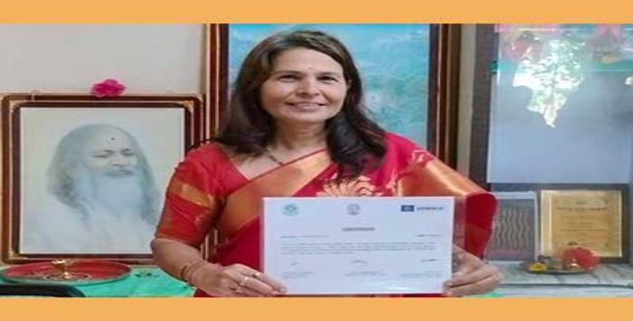 Smt. Shruti Ohale, Principal, Maharishi Vidya 
Mandir, Bhandara selected for UNESCO to 
participate in 